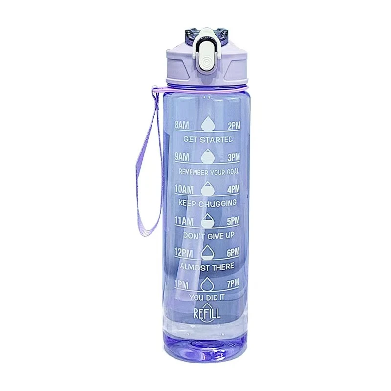 Drinking Water Bottles Fitness Sports With Time Marker